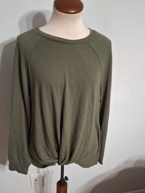 Time and Tru /Olive Tie-Hem Raglan Pullover- W Sz Large
